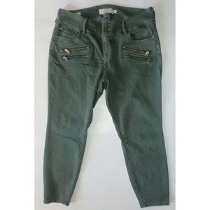 Torrid Sky High Skinny Jeans Size 18S Olive Green Super Soft Zip Pockets Soft